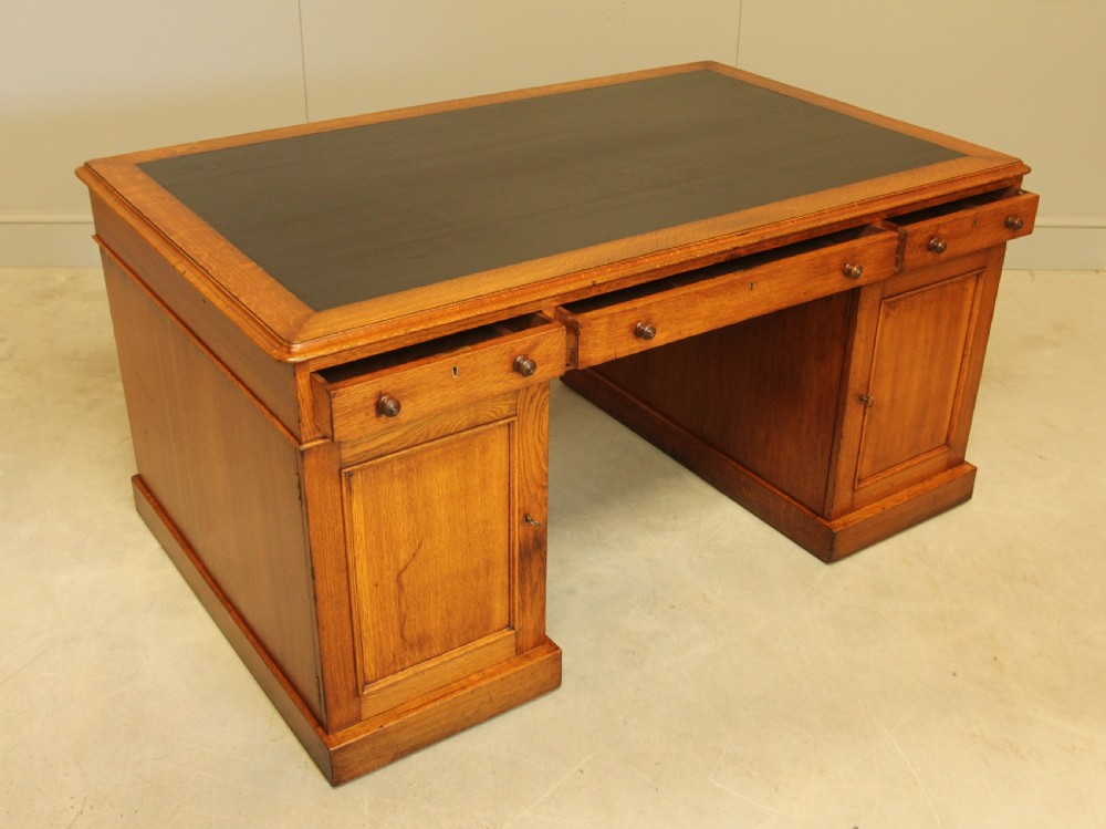 Victorian Oak Partner Desk View XII
