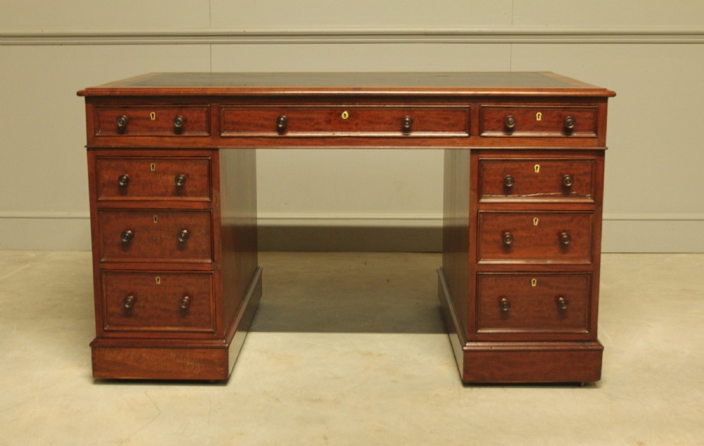 Victorian Twin mahogany Pedestal Desk View III