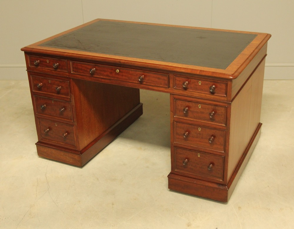 Victorian Twin mahogany Pedestal Desk View V