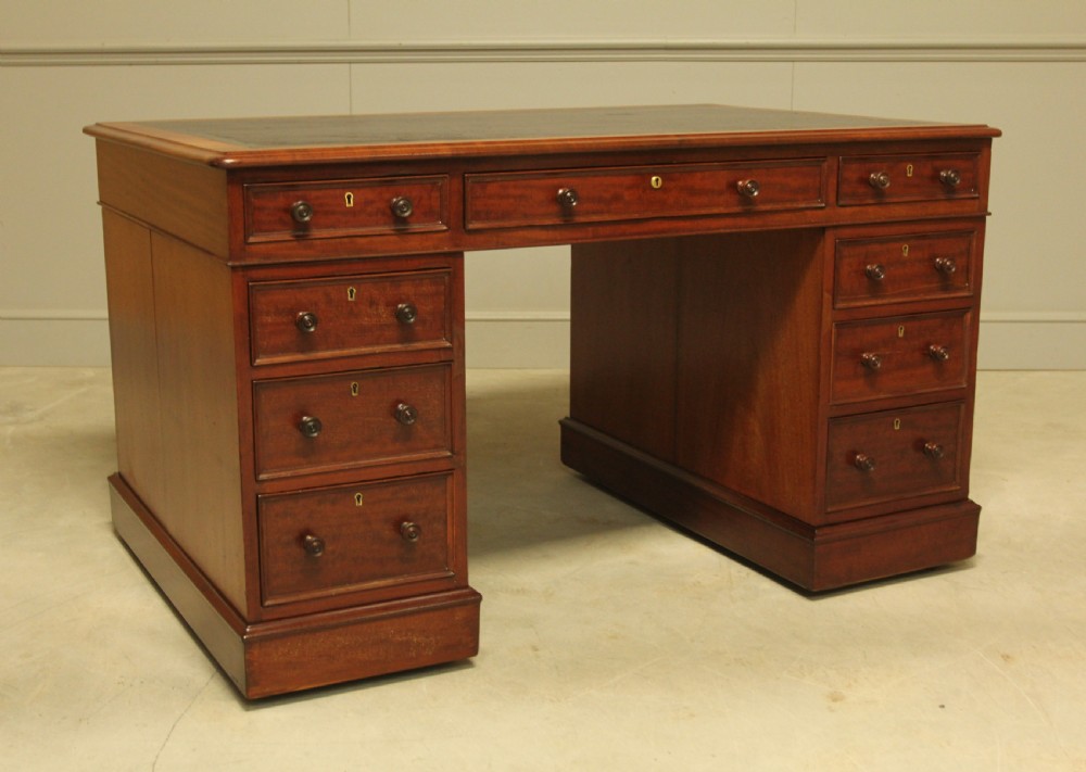 Victorian Twin mahogany Pedestal Desk View VI