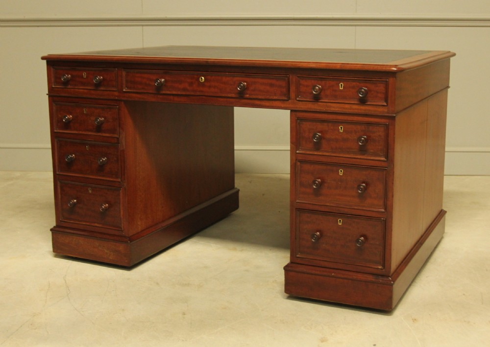Victorian Twin mahogany Pedestal Desk View VII