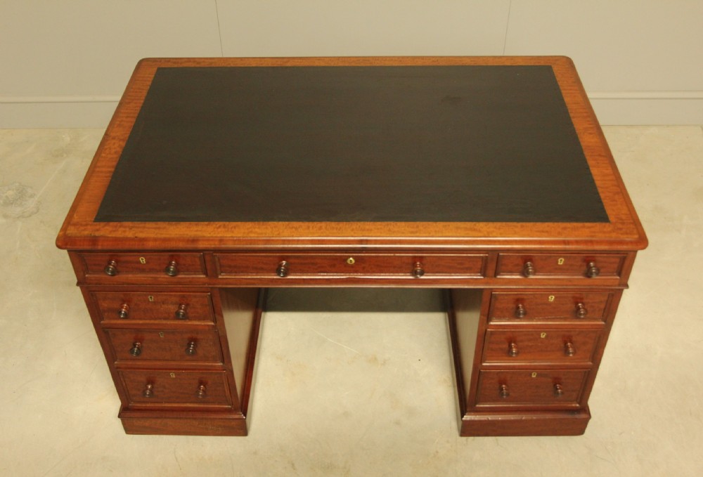 Victorian Twin mahogany Pedestal Desk View VIII