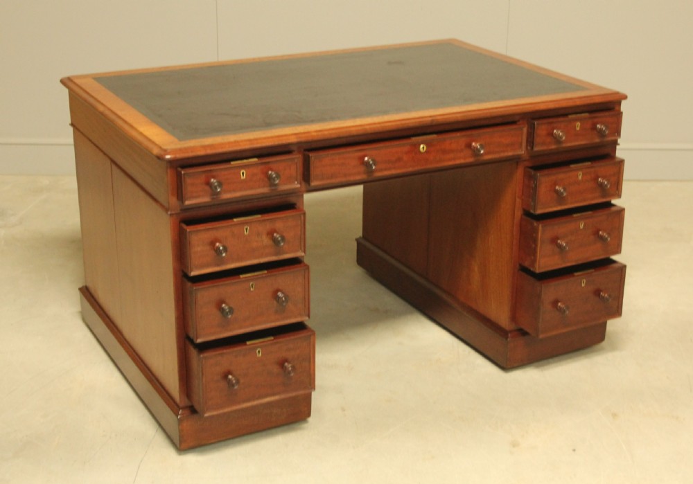 Victorian Twin mahogany Pedestal Desk View IX