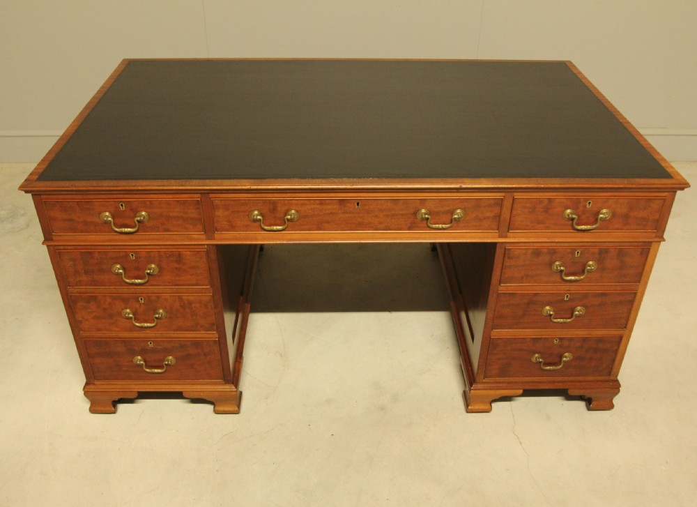Early 20th Century Mahogany Banker’s Partners Desk View V