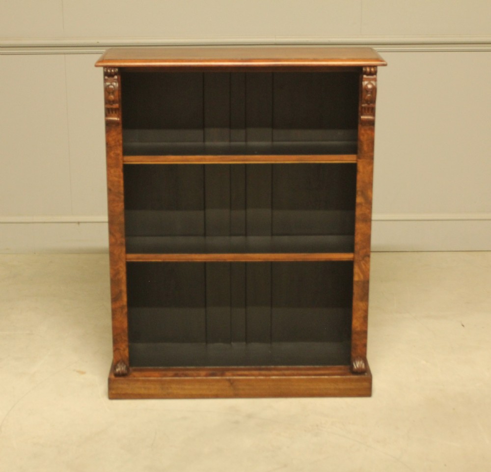 Victorian Burr Walnut Open Bookcase View II