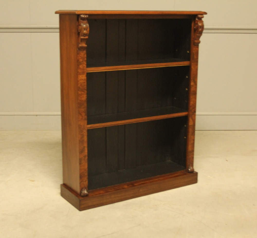 Victorian Burr Walnut Open Bookcase View V