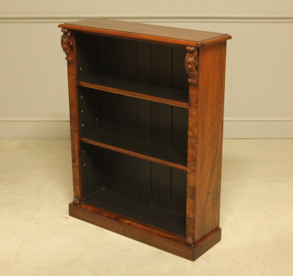 Victorian Burr Walnut Open Bookcase View VI