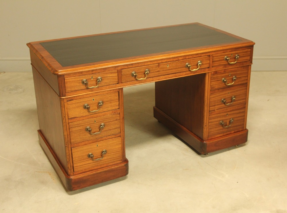An early 20th-century mahogany twin-pedestal writing desk View VI