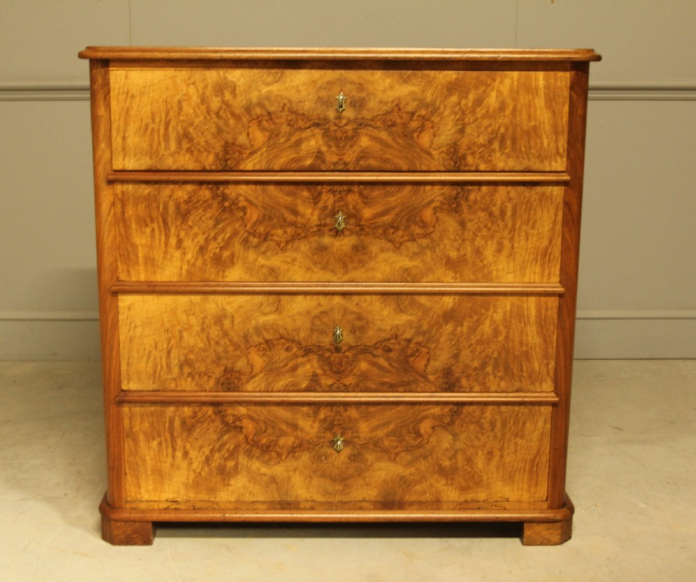 A 19th-century Swedish burr walnut secretaire chest of drawers