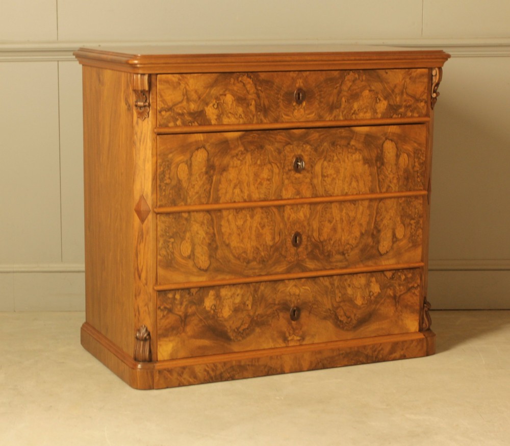A superb 19th‑century burr walnut chest of drawers View II