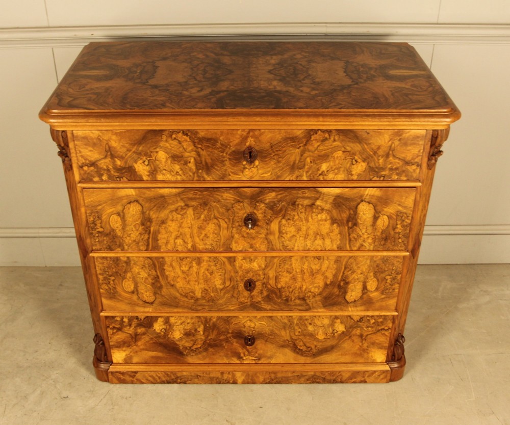 A superb 19th‑century burr walnut chest of drawers View V