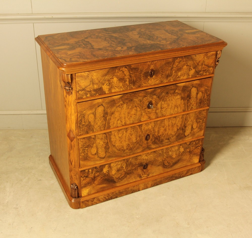 A superb 19th‑century burr walnut chest of drawers View VI