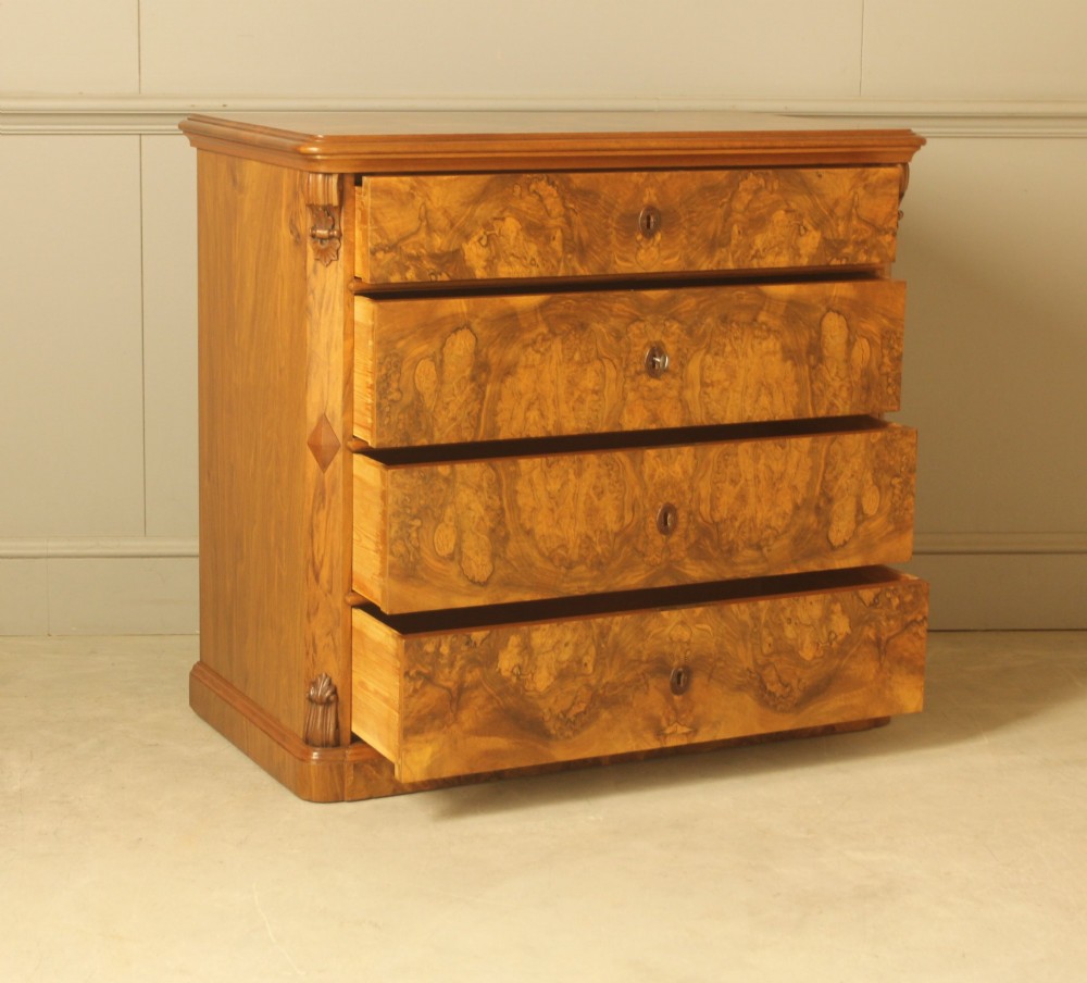 A superb 19th‑century burr walnut chest of drawers View VIII
