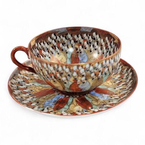 CHINESE EXPORT THOUSAND LOHAN SET OF FIVE CUPS SAUCERS LATE 19TH CENTURY - ADDITIONAL PHOTO 12