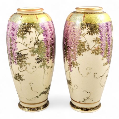 PAIR OF SATSUMA WISTERIA VASES SIGNED TAGAWA KYOTO JAPAN C 19001920 - ADDITIONAL PHOTO 1