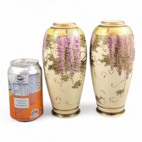 PAIR OF SATSUMA WISTERIA VASES SIGNED TAGAWA KYOTO JAPAN C 19001920 - ADDITIONAL PHOTO 3