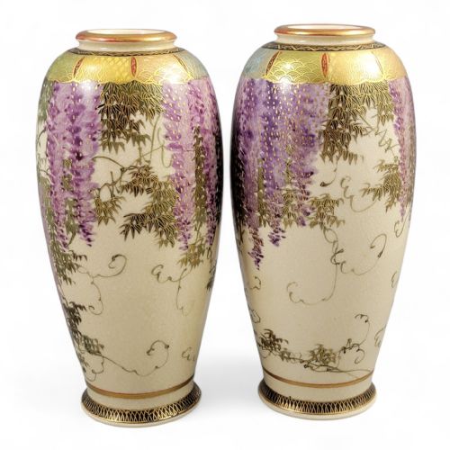 PAIR OF SATSUMA WISTERIA VASES SIGNED TAGAWA KYOTO JAPAN C 19001920 - ADDITIONAL PHOTO 4