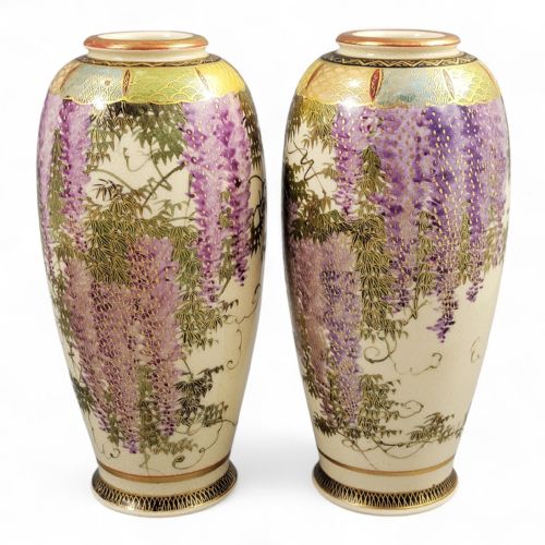 PAIR OF SATSUMA WISTERIA VASES SIGNED TAGAWA KYOTO JAPAN C 19001920 - ADDITIONAL PHOTO 5
