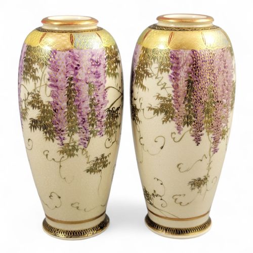 PAIR OF SATSUMA WISTERIA VASES SIGNED TAGAWA KYOTO JAPAN C 19001920 - ADDITIONAL PHOTO 6
