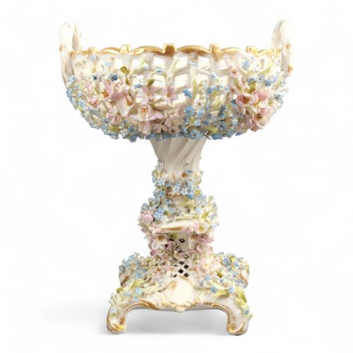 CG SCHIERHOLZ SOHN PLAUE LARGE PORCELAIN FLOWER CENTERPIECE C1885 - ADDITIONAL PHOTO 1