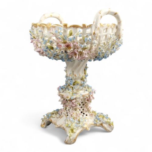 CG SCHIERHOLZ SOHN PLAUE LARGE PORCELAIN FLOWER CENTERPIECE C1885 - ADDITIONAL PHOTO 2