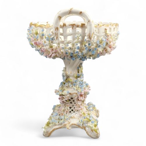 CG SCHIERHOLZ SOHN PLAUE LARGE PORCELAIN FLOWER CENTERPIECE C1885 - ADDITIONAL PHOTO 3
