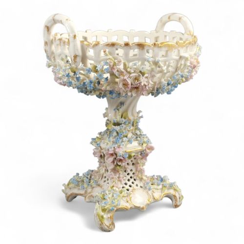 CG SCHIERHOLZ SOHN PLAUE LARGE PORCELAIN FLOWER CENTERPIECE C1885 - ADDITIONAL PHOTO 5