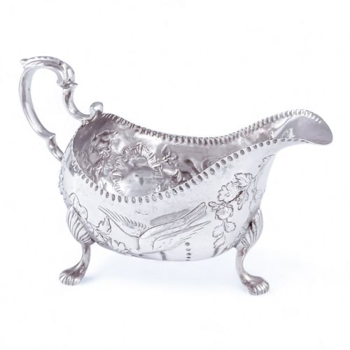 Georgian Irish Silver Sauceboat by Ambrose Boxwell, Dublin, 18th Century