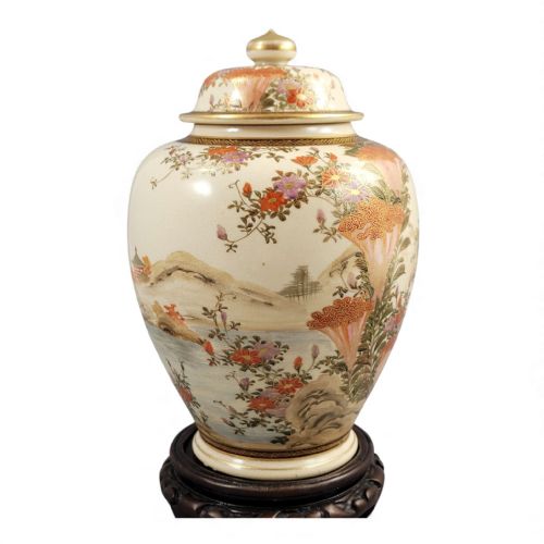 FINE KYOTO SATSUMA LANDSCAPE JAR SIGNED YAMASHU C 1890 - ADDITIONAL PHOTO 1