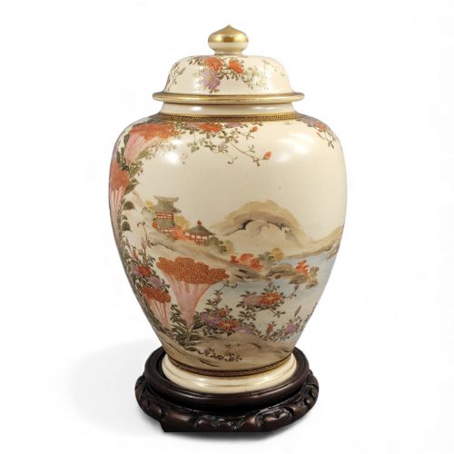 FINE KYOTO SATSUMA LANDSCAPE JAR SIGNED YAMASHU C 1890 - ADDITIONAL PHOTO 2