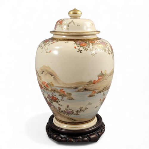 FINE KYOTO SATSUMA LANDSCAPE JAR SIGNED YAMASHU C 1890 - ADDITIONAL PHOTO 3
