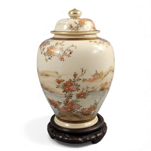 FINE KYOTO SATSUMA LANDSCAPE JAR SIGNED YAMASHU C 1890 - ADDITIONAL PHOTO 4
