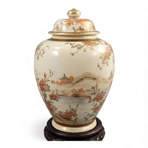 FINE KYOTO SATSUMA LANDSCAPE JAR SIGNED YAMASHU C 1890 - ADDITIONAL PHOTO 6
