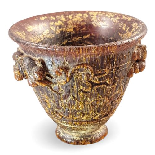 fig 1. Chinese Carved Libation Cup with Archaistic Taotie, Late Qing/Republic