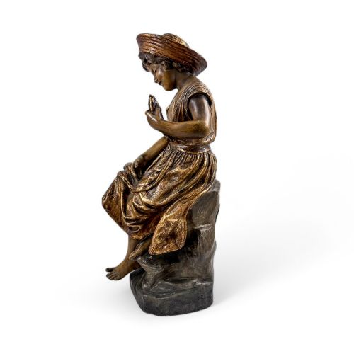 fig 2. Austrian Goldscheider Terracotta Figure of a Seated Lady with Bronzed & Gilded Finish, 1901
