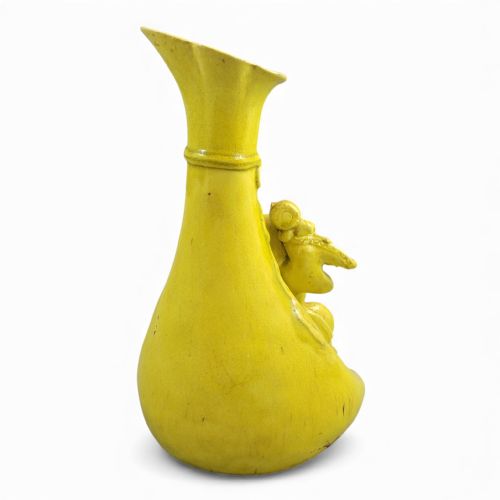 LARGE SHIWAN YELLOWGLAZED HOTEI FIGURE VASE LATE 19TH CENTURY - ADDITIONAL PHOTO 4