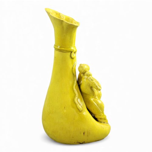 LARGE SHIWAN YELLOWGLAZED HOTEI FIGURE VASE LATE 19TH CENTURY - ADDITIONAL PHOTO 6