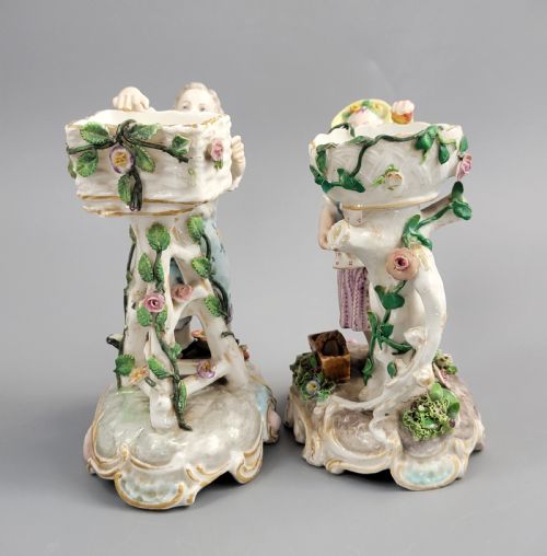 ANTIQUE VOLKSTEDT PORCELAIN SWEETMEAT FIGURES PAIR THURINGIA C1880 - ADDITIONAL PHOTO 1