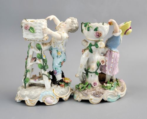 ANTIQUE VOLKSTEDT PORCELAIN SWEETMEAT FIGURES PAIR THURINGIA C1880 - ADDITIONAL PHOTO 3