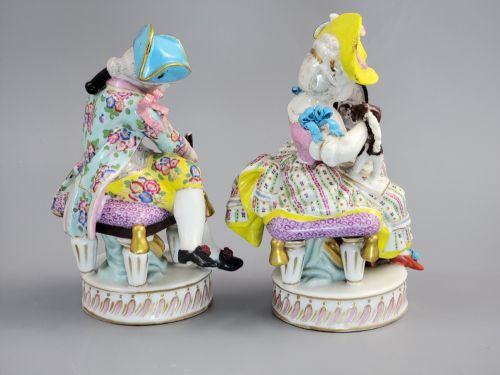 ANTIQUE MEISSEN PORCELAIN FIGURE GROUP BOY AND GIRL WITH DOGS C1785 - ADDITIONAL PHOTO 3