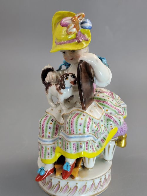 ANTIQUE MEISSEN PORCELAIN FIGURE GROUP BOY AND GIRL WITH DOGS C1785 - ADDITIONAL PHOTO 8