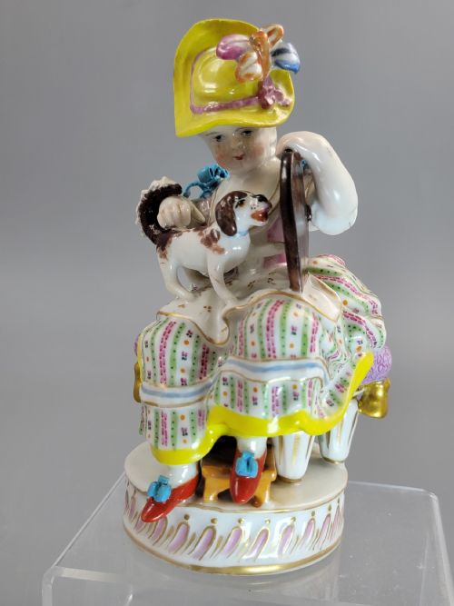 ANTIQUE MEISSEN PORCELAIN FIGURE GROUP BOY AND GIRL WITH DOGS C1785 - ADDITIONAL PHOTO 9