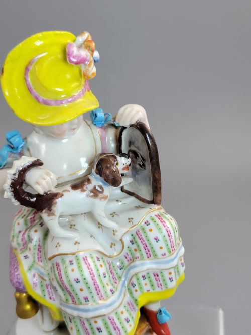 ANTIQUE MEISSEN PORCELAIN FIGURE GROUP BOY AND GIRL WITH DOGS C1785 - ADDITIONAL PHOTO 11