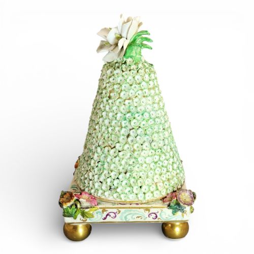 ANTIQUE GERMAN PORCELAIN INKSTAND WITH PYRAMIDAL SCHNEEBALLEN COVER C1800 - ADDITIONAL PHOTO 1