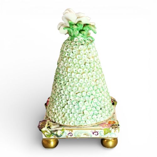 ANTIQUE GERMAN PORCELAIN INKSTAND WITH PYRAMIDAL SCHNEEBALLEN COVER C1800 - ADDITIONAL PHOTO 2