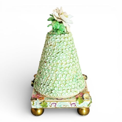 ANTIQUE GERMAN PORCELAIN INKSTAND WITH PYRAMIDAL SCHNEEBALLEN COVER C1800 - ADDITIONAL PHOTO 3
