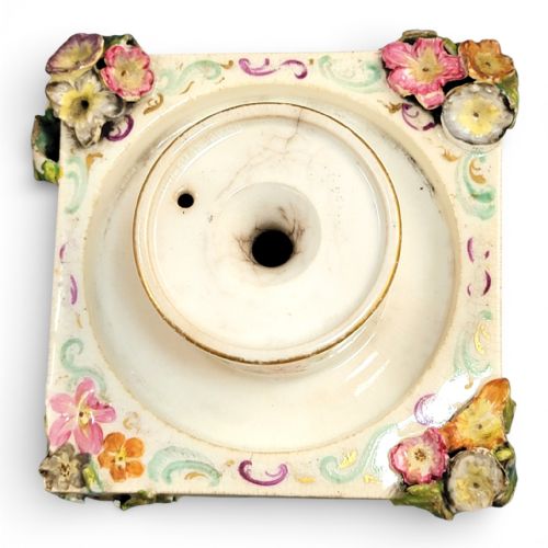 ANTIQUE GERMAN PORCELAIN INKSTAND WITH PYRAMIDAL SCHNEEBALLEN COVER C1800 - ADDITIONAL PHOTO 5