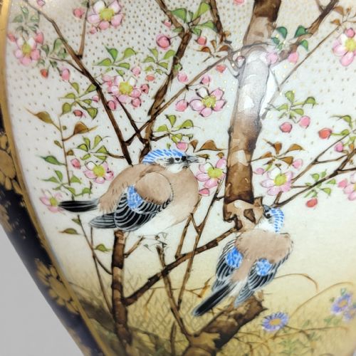 KINKOZAN KYOTO SATSUMA VASE COBALT BLUE GILT BIRDS C1895 MEIJI - ADDITIONAL PHOTO 8