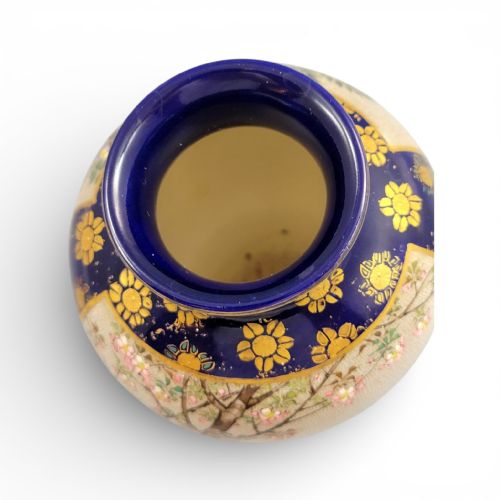 KINKOZAN KYOTO SATSUMA VASE COBALT BLUE GILT BIRDS C1895 MEIJI - ADDITIONAL PHOTO 9
