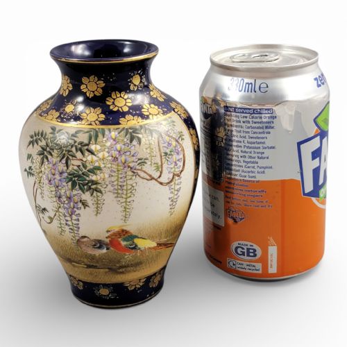 KINKOZAN KYOTO SATSUMA VASE COBALT BLUE GILT BIRDS C1895 MEIJI - ADDITIONAL PHOTO 12